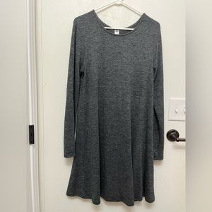 Old Navy Gray Jersey Knit L Long Sleeve Swing Dress